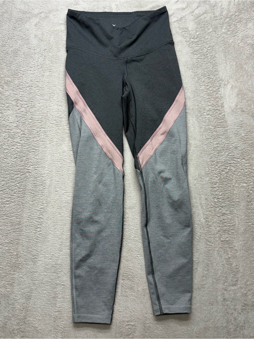 Womens High-Waist Colorblock Leggings - Black, Gray & Pink